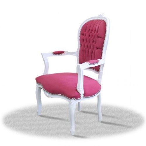 Fauteuil baroque peint, blanc, tissu violet