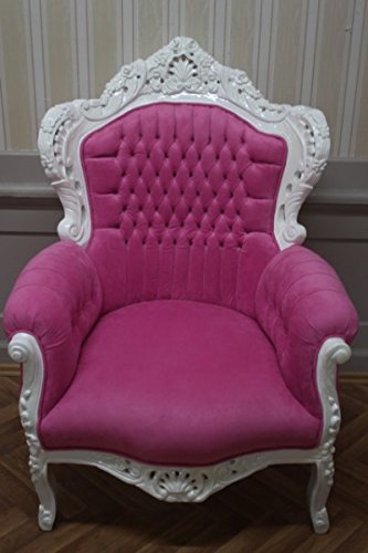 Fauteuil baroque Fauteuil en crème blanche Loui...