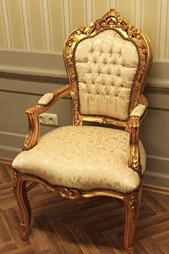 Fauteuil baroque Fauteuil lumière tissu beige s...