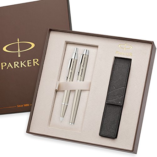 Parker PARKER set d'écriture IM acier inoxydable C.C. stylo plume et stylo bille avec gravure laser personnalisée et PARKER étui édition spéciale code EAN 4250495385076 