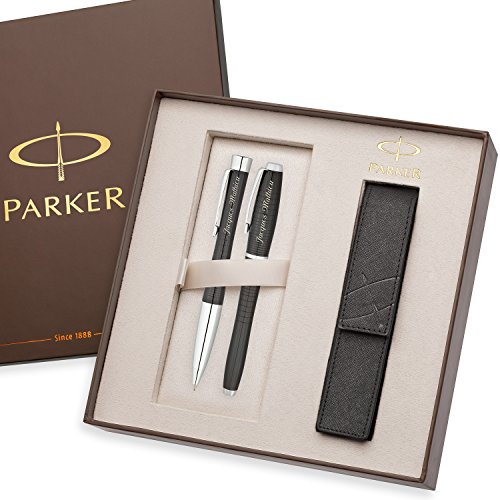 Parker PARKER set d'écriture URBAN Premium Ebony Metal stylo plume et stylo bille avec gravure laser et PARKER étui cadeau édition spéciale code EAN 4250495385090 