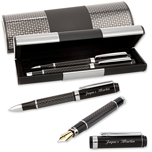 Carbone set d'écriture stylo plume et stylo bille avec gravure laser personnalisée et étui LOGIC 4250495385250 Cadenis Accessoires