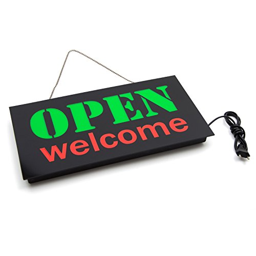 vevendo Enseigne lumineuse LED, motif: ouvert, WELCOME, mesures: 43,5 x 23,5 cm code EAN 4250518550672 