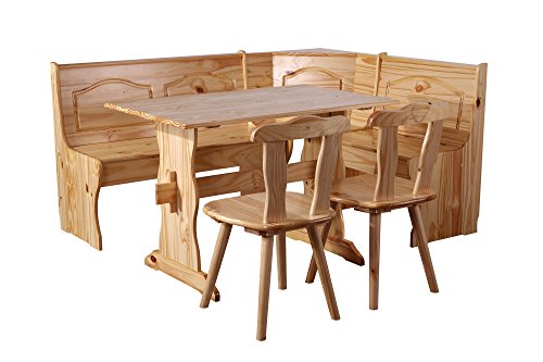 Coin de repas rustica en bois de pin massif nat...