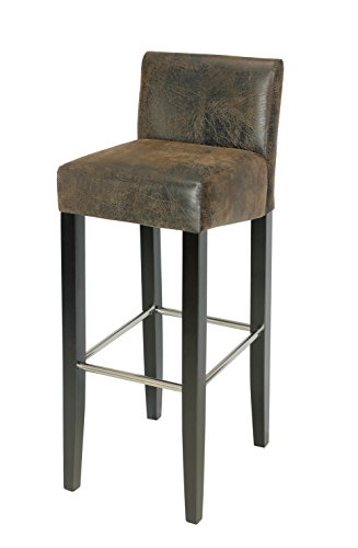 Tabouret de bar bois de hêtre massif wengé brun...