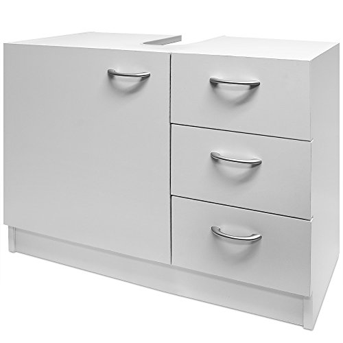 Meuble rangement sous évier avec 3 tiroirs - blanc