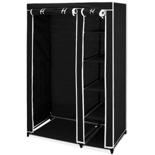 Double armoire penderie tissu Noir 178x110x46cm...