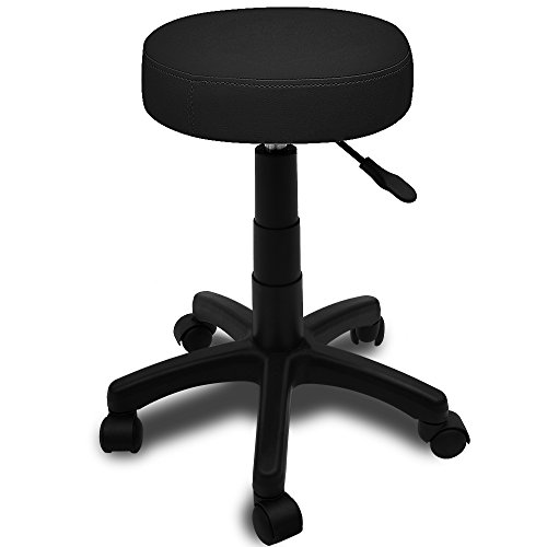Tabouret noir à roulettes - Pivotable 360°- rég...