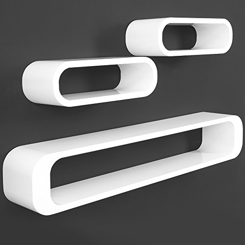 Lot de 3 étagères Cubes - Finition brillante bl...