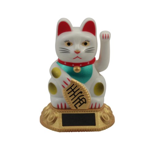 Freak Scene Maneki neko ° chat chanceux signe maneki neko ° porte-bonheur solaire, coleur blanc, taille 8cm code EAN 4250564507200 