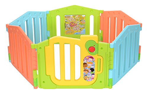 Parc bébé de 6 cotés XXL avec une porte de sécu...