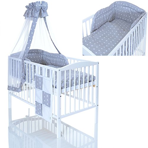 Lit bébé 120x60 en bois blanc evolutif + matela...