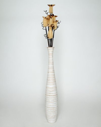 Leewadee Grand Vase Décoratif 75 cm, Bois du manguier, Blanc 4250587600940 (4250587600940)