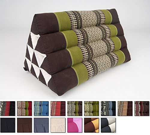 Coussin triangle, 50x33x33 cm, Kapok, Marron Vert