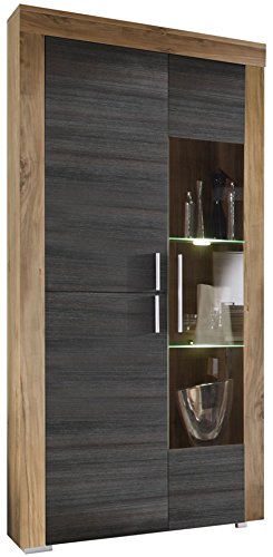 1111-132-59 vitrine armoire noyer satin décor t...