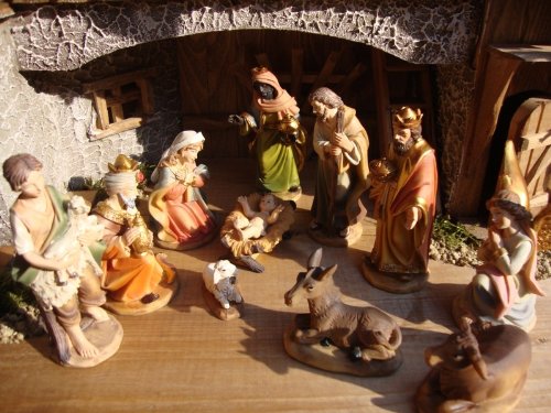 BTV Belle crèche de noël en bois pour figurines de crèche-xXL imitation