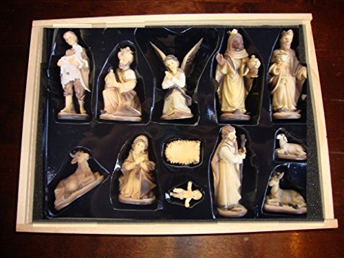 BTV Logo design figurines pour crèche de noël en bois-boîte cadeau coffret cadeau élégant bTV santons boîte colorés polis et peints à la main-aspect präsise expression propre traits du visage, avec des personnages peints à la main set d'accessoires pour weihnachtskranz spielkrippe spielkrippen éclairage pour crèche avec figurines de noel coloriage et le bricolage krippenspiele crèche construire code EAN 4250655937060 