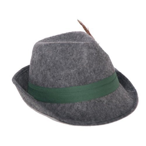 Chapeau de chasseur avec plumes, gris, chapeau de Tyrol, de soirée, fête d'octobre, Chapeau Bavarois 4250675922701 Lively Moments