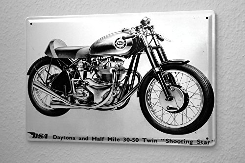 LEOTIE Garage moto Plaque émaillée BSA Shooting Star Décoratifs Wall signes 20x30 cm code EAN 4250679381184 