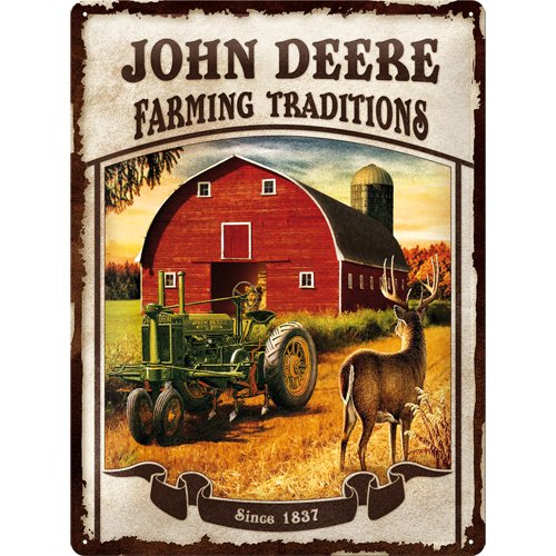 Grande plaque métal John Deere Farming Traditio...