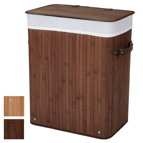 - panier à linge carré en bambou avec couvercle...