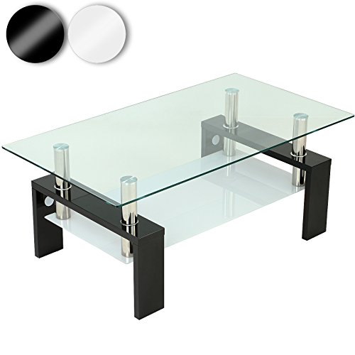- table basse avec plaque en verre 110 x 60 x 4...