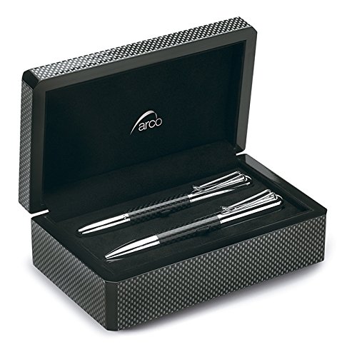 geschenkartikel-shopping geschenkartikel fibre de carbone Finition Shopping Set d'écriture stylo bille stylo roller encre noire Lot de stylos bureau Objets 4250802329137 (4250802329137)