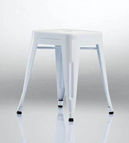 572 tabouret en métal / fer empilable blanc