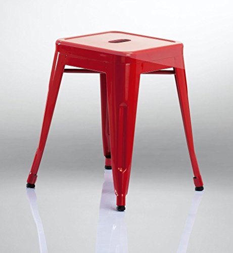 574 tabouret en métal / fer empilable rouge