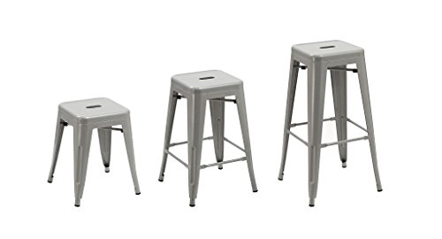 576 tabouret en métal / fer empilable argent