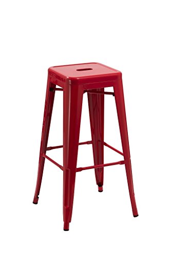 584 tabouret de bar en métal / fer empilable rouge