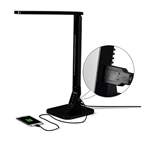 Klein Design Cv-100 lampe de bureau led dimmable 11w pliable, 530lm, 4 modes (lecture, étude, relaxation et veille) et 5 niveaux de luminosité, avec port usb, lampe de bureau ou de chambre [classe énergétique a +], de couleur noir code EAN 4250814462815 