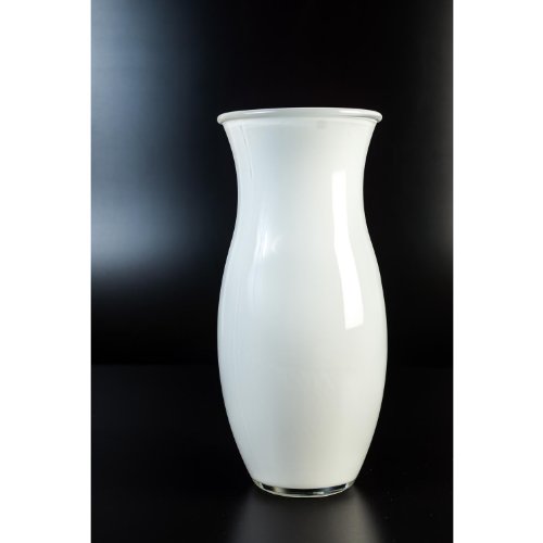 INNA Glas Vase à fleurs courbé POLLY en verre, blanc, 24 cm, Ø 10,5 cm - Vase design / Vase en verre - INNA Glas code EAN 4250835806506 