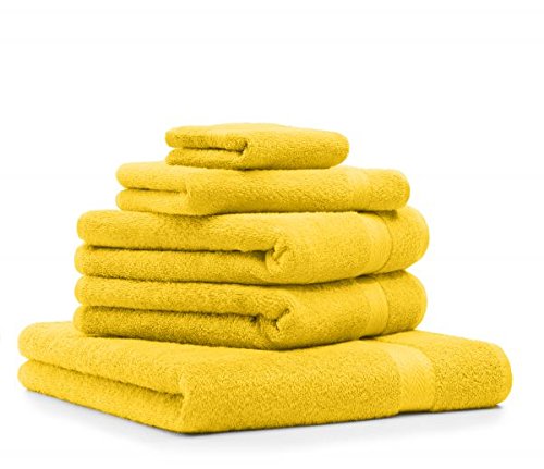 Betz Lot de 5 serviettes Premium couleur jaune,...