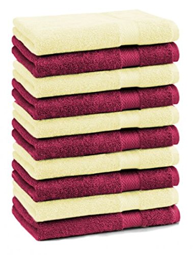 BETZ Betz Lot de 10 serviettes d'invités Premium couleur: jaune clair & rouge foncé, qualité 470g/m², 10 serviettes d'invité 30x50 cm en coton de Betz code EAN 4250850636508 