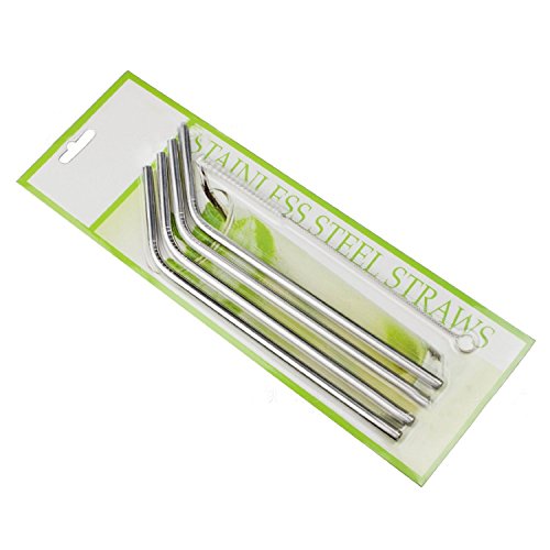 4 x pailles coudées en acier inoxydable + 1 x g...