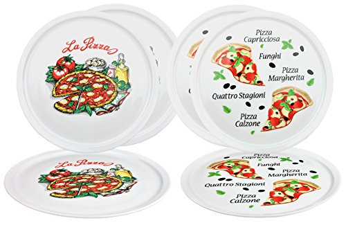 Lot de 6 assiette à pizza napoli & margherita g...