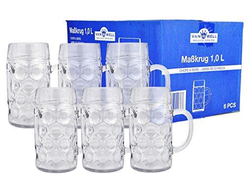 Van Well Lot de 6 chopes à bière Wellco de 1 L ...