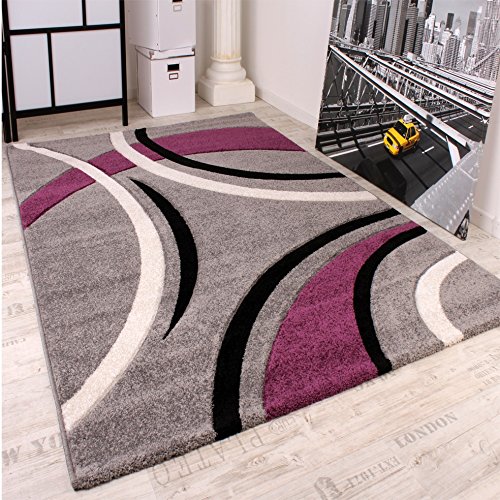 Tapis En Velours Moderne Gris Lilas - Violet Si...