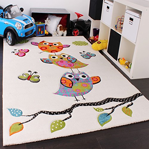 Tapis Pour Enfant Adorable Chouette En Crème Bl...