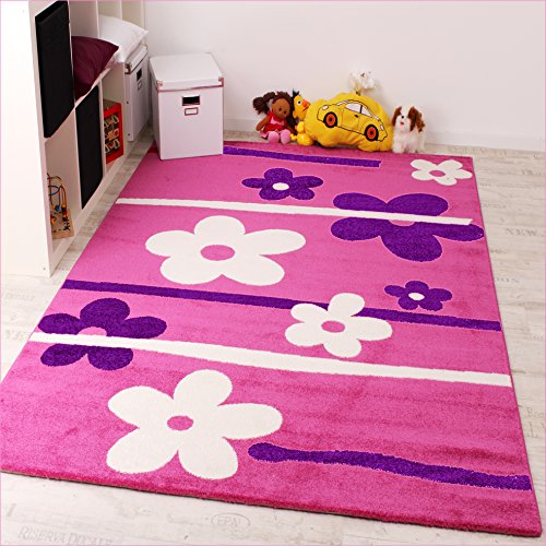 Tapis Pour Enfant Motif Floral En Violet Rose, ...