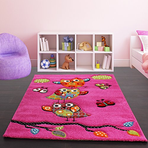 Tapis Pour Enfant Adorable Chouette En Rose Ver...
