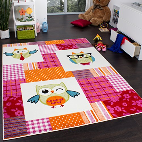 Tapis Chambre d'Enfant Moderne Chouette à Carre...