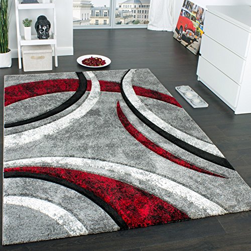 Tapis Design à Contours Motif Ligné Moucheté Gr...