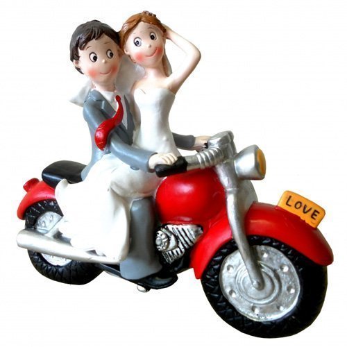 Décoration pour gâteau de mariés sur moto gâtea...