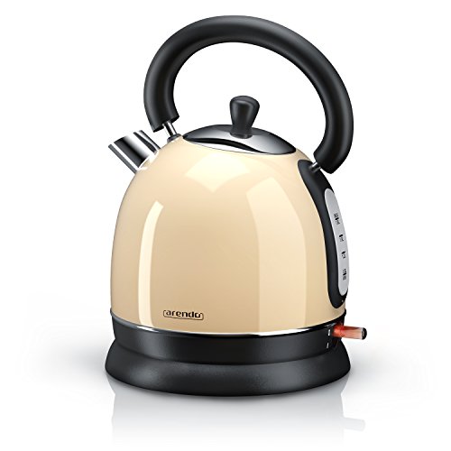 Arendo - 3000 watts bouilloire turbo / bouilloire au design rétro (forme de théière) | puissance absorbée de 3000 watts (fonction de cuisson rapide) | quantité de remplissage maximum 1,8 litre (facilement lisible) | coupure automatique | creme code EAN 4250874851628 