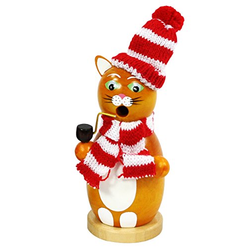 Beau fumeur d'encens en forme de chat orange, d...