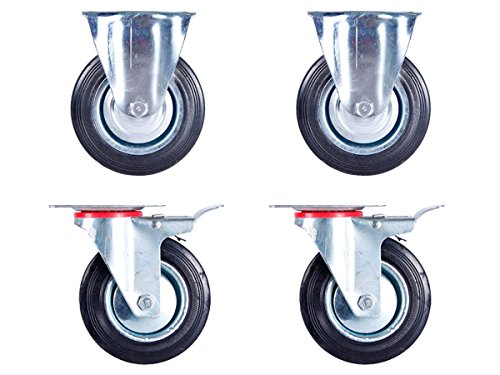Lot de 4 Roulettes: 2 pivotantes avec frein et ...
