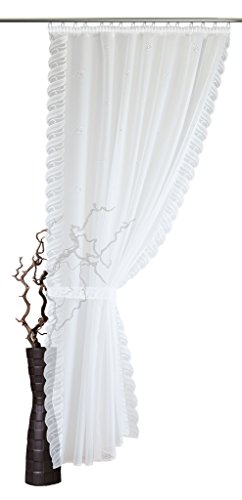 Stores Maßanfertigung Rideau Voilage Hauteur au choix, Largeur?: 155 cm, couleur?: blanc, blanc, 245x155 H/B code EAN 4250923611968 