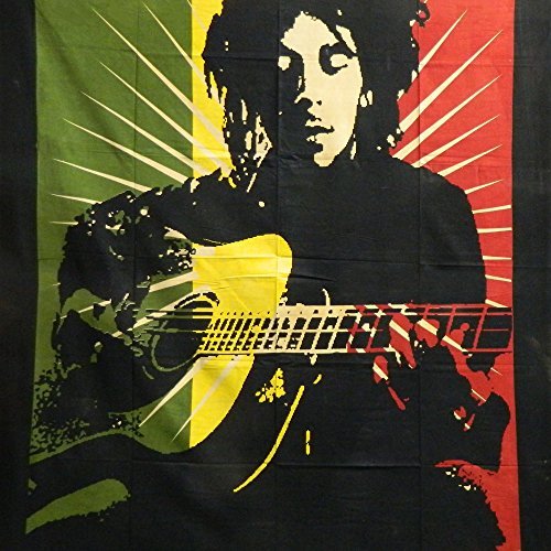 Couverture indienne Tenture Bob Marley guitare ...